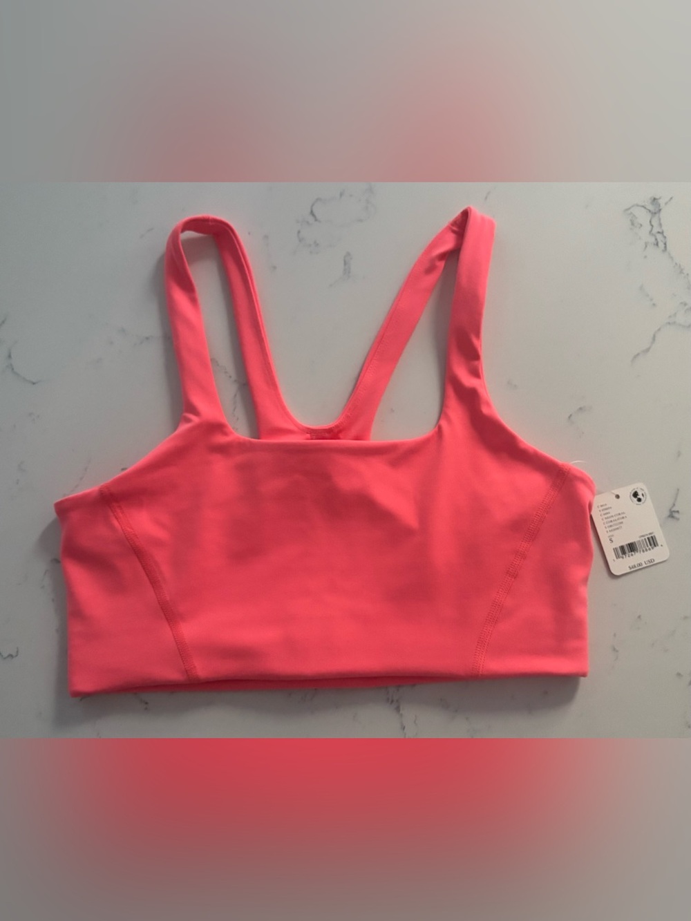 Free People FP Movement Never Better Square Neck Sports Bra size S 🪸Neon Coral🪸